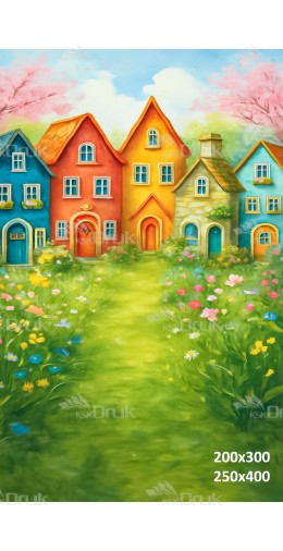 Tło fotograficzne „Kolorowe domki” | E_728